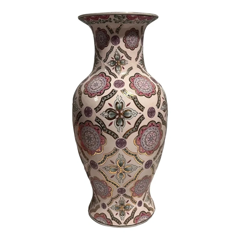 Vintage Pink Asian Porcelain Vase Ginger Jar 18